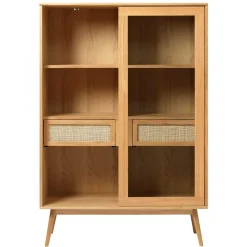 Wohnen Helles Highboard mit Glas in Natur - Saltenas