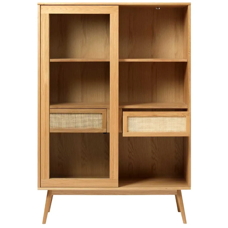Wohnen Helles Highboard mit Glas in Natur - Saltenas