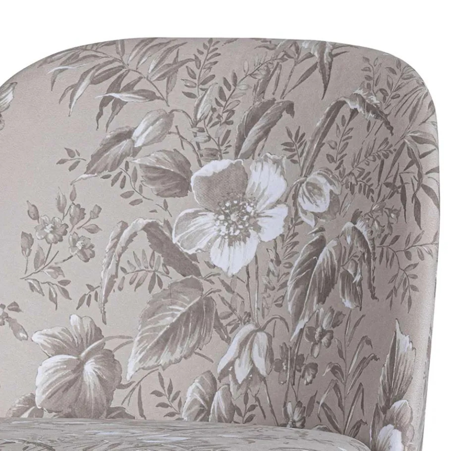 New Wohnen Hellgraue Samtstühle mit Mohnblumen Motiv - Caldaro (2er Set)