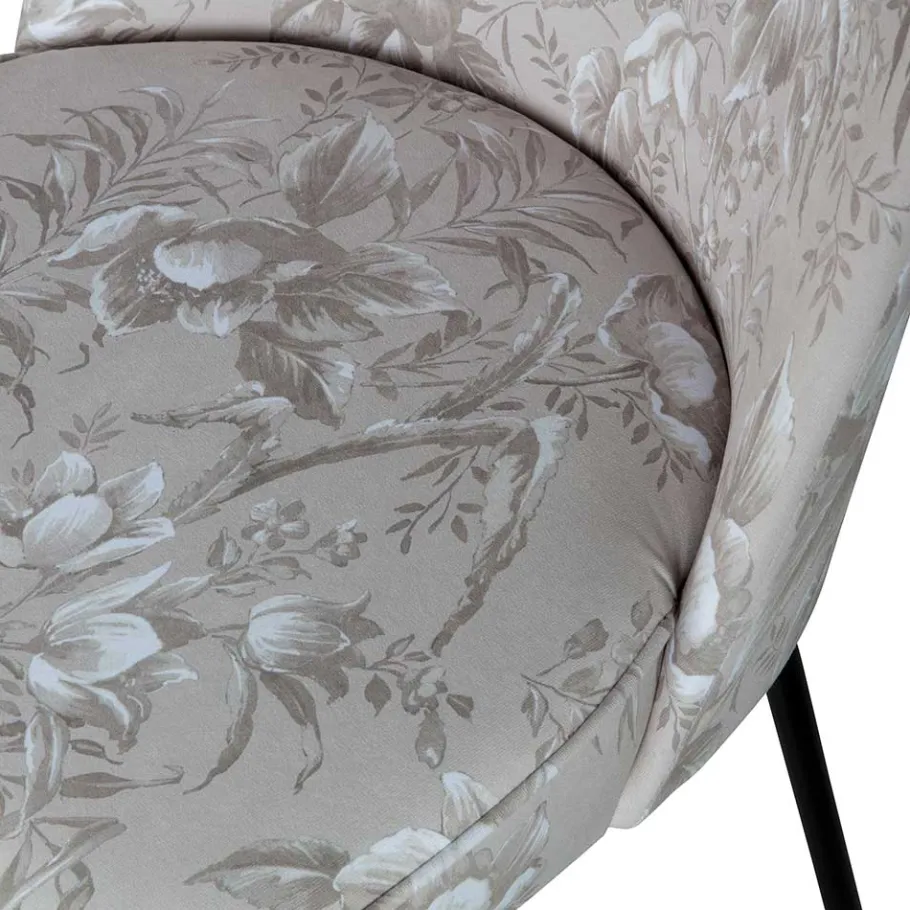 New Wohnen Hellgraue Samtstühle mit Mohnblumen Motiv - Caldaro (2er Set)