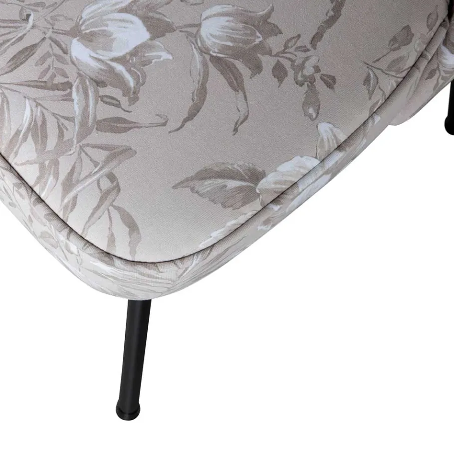 New Wohnen Hellgraue Samtstühle mit Mohnblumen Motiv - Caldaro (2er Set)