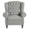 Wohnen Hellgrauer Chesterfield-Sessel mit Ohren - Barreff