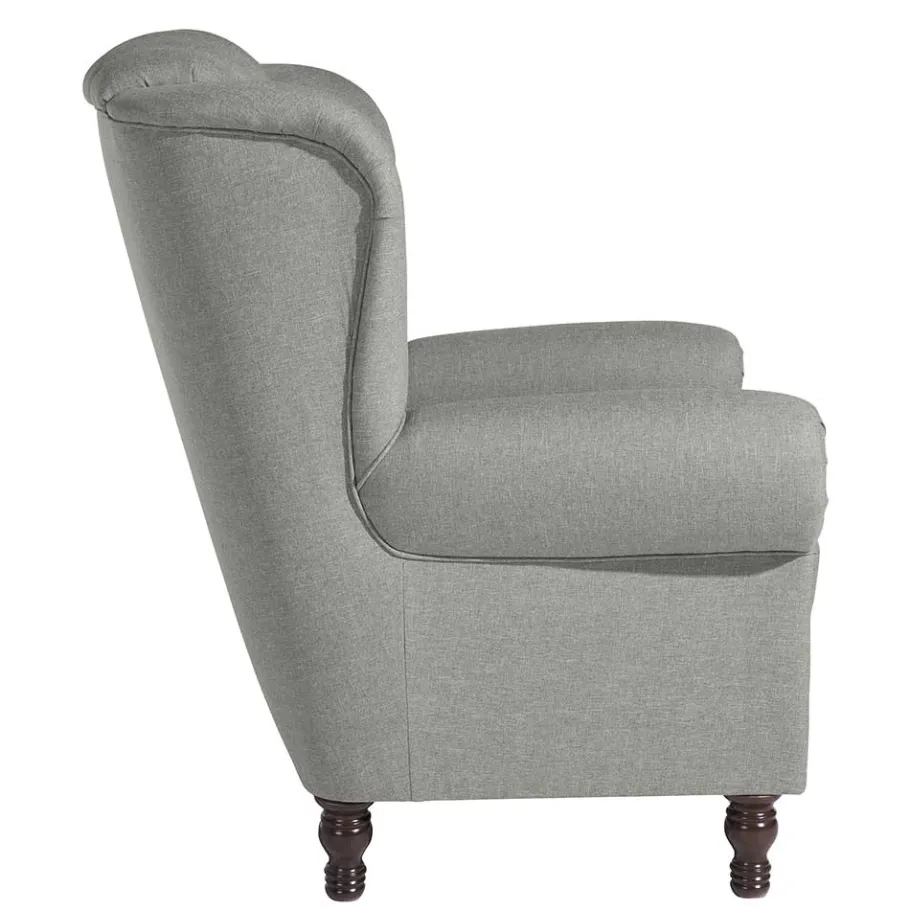 Wohnen Hellgrauer Chesterfield-Sessel mit Ohren - Barreff