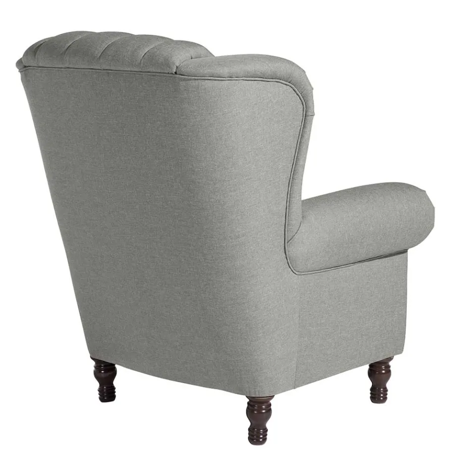 Wohnen Hellgrauer Chesterfield-Sessel mit Ohren - Barreff