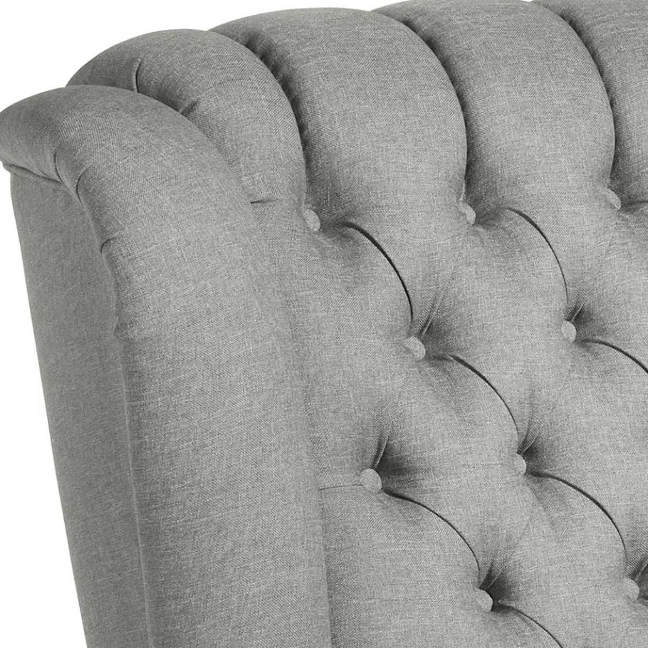 Wohnen Hellgrauer Chesterfield-Sessel mit Ohren - Barreff