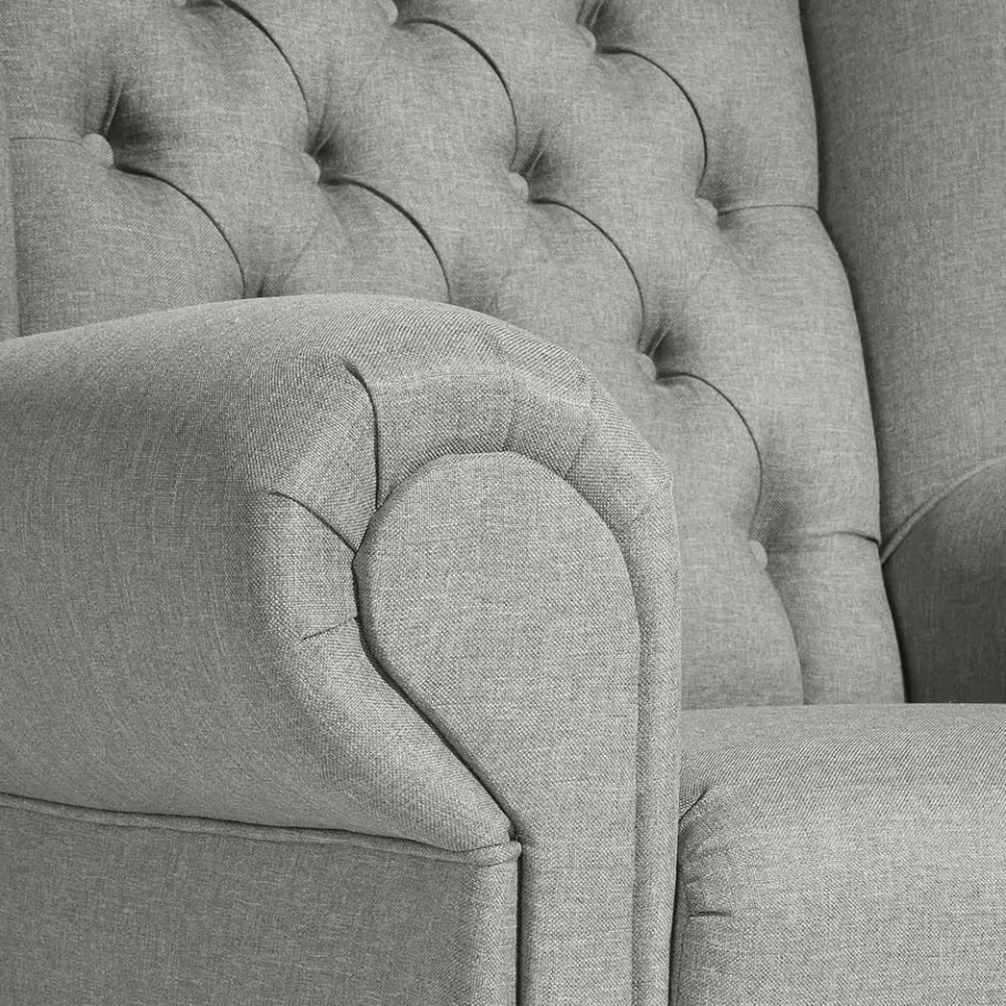 Wohnen Hellgrauer Chesterfield-Sessel mit Ohren - Barreff