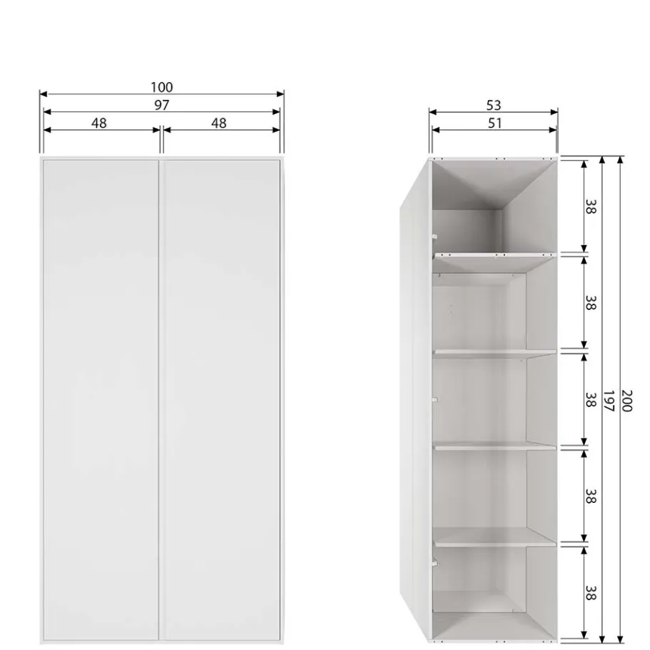 Sale Wohnen Hellgrauer Kleiderschrank in modernem Design - Bai
