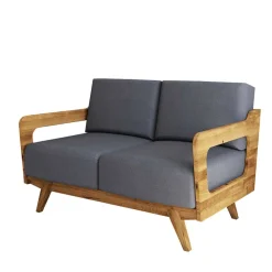 Discount Wohnen Hellgraues Stoff Sofa mit Wildeiche Gestell - Hardus