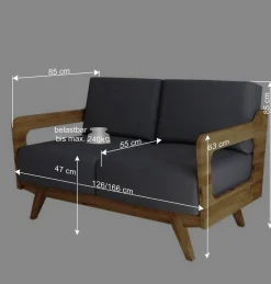 Discount Wohnen Hellgraues Stoff Sofa mit Wildeiche Gestell - Hardus