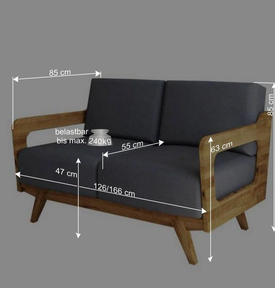 Discount Wohnen Hellgraues Stoff Sofa mit Wildeiche Gestell - Hardus