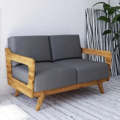 Discount Wohnen Hellgraues Stoff Sofa mit Wildeiche Gestell - Hardus