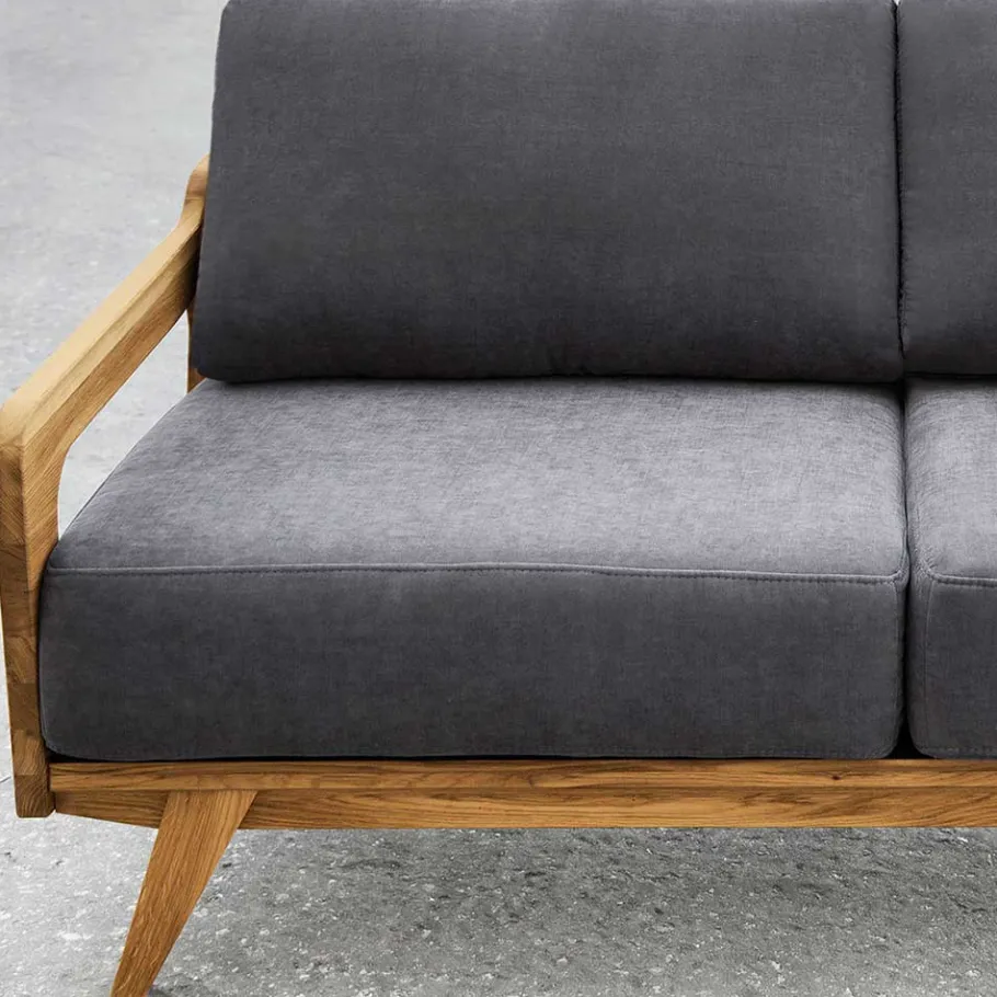 Discount Wohnen Hellgraues Stoff Sofa mit Wildeiche Gestell - Hardus
