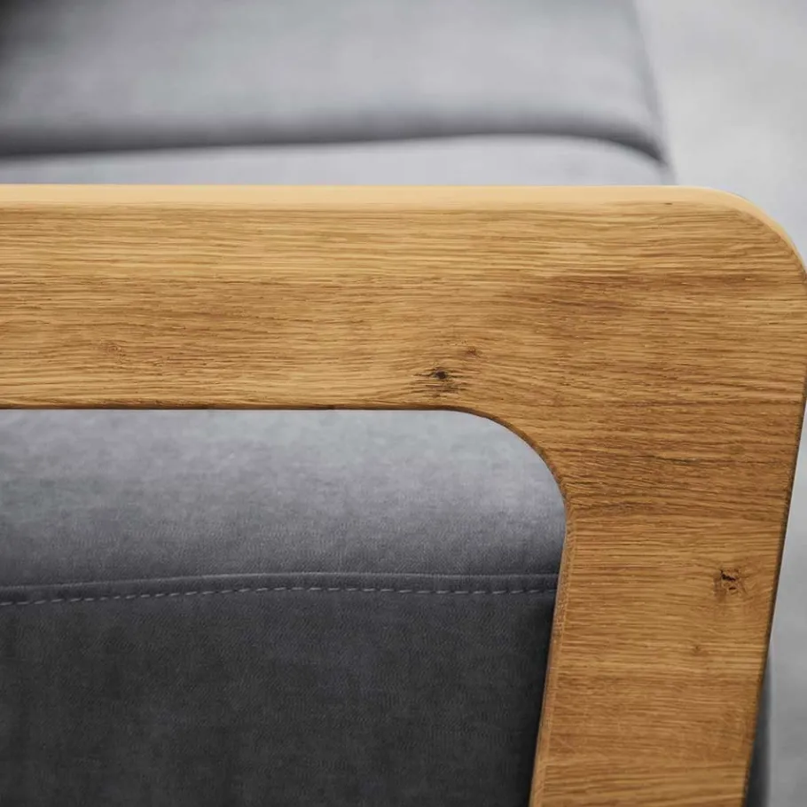 Discount Wohnen Hellgraues Stoff Sofa mit Wildeiche Gestell - Hardus