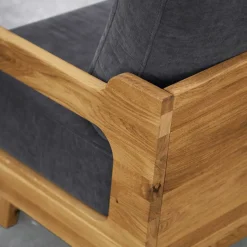 Discount Wohnen Hellgraues Stoff Sofa mit Wildeiche Gestell - Hardus