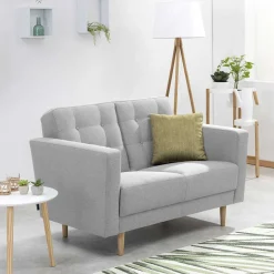 New Wohnen Hellgraues Zweisitzer Sofa mit Federkern - Amberg
