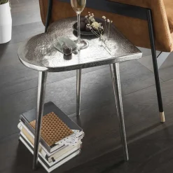 Hot Wohnen Herz Design Beistelltisch in Nickelfarben Alu - Trane
