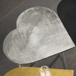 Hot Wohnen Herz Design Beistelltisch in Nickelfarben Alu - Trane