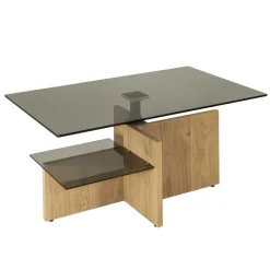 Discount Wohnen Höhenverstellbarer Couchtisch aus Parasolglas - Bonifazio
