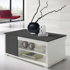 Best Wohnen Höhenverstellbarer Wohnzimmer Tisch in Schwarzgrau & Weiß - Zartos