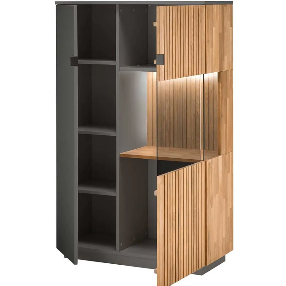 Online Wohnen Highboard in Eiche Bianco und Anthrazit - Cruzca I