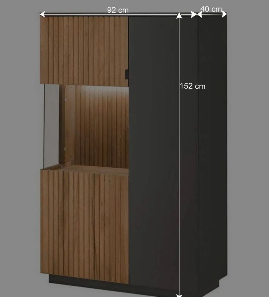 Online Wohnen Highboard in Eiche Bianco und Anthrazit - Cruzca I