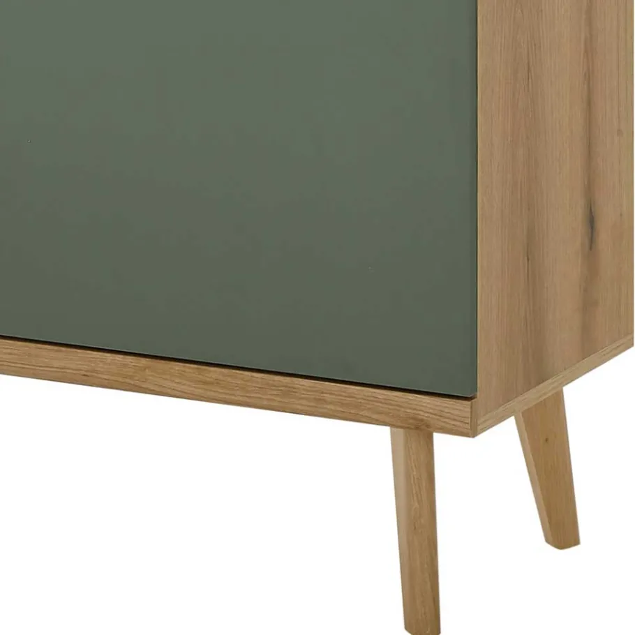 Outlet Wohnen Highboard in Graugrün und Wildeiche - Oliva
