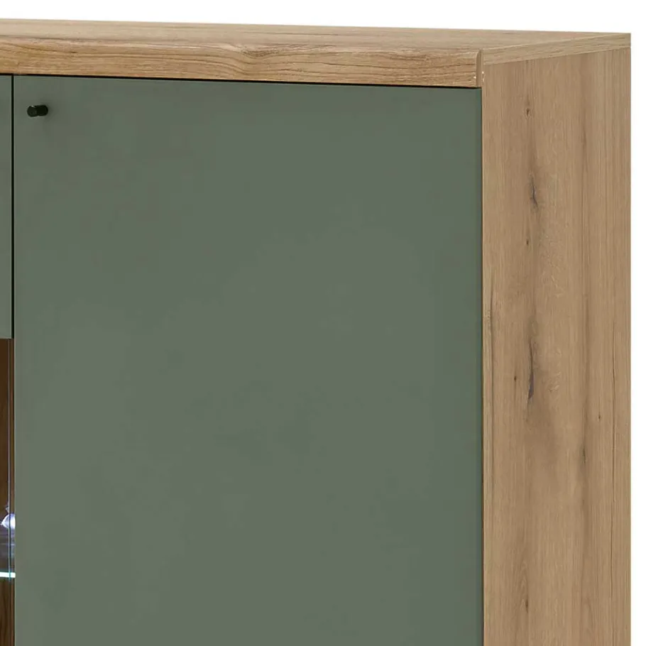 Outlet Wohnen Highboard in Graugrün und Wildeiche - Oliva