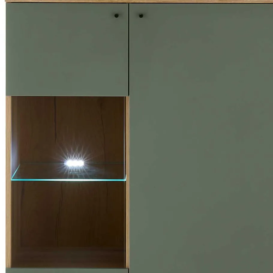 Outlet Wohnen Highboard in Graugrün und Wildeiche - Oliva