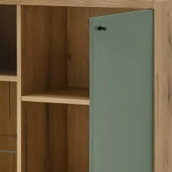 Outlet Wohnen Highboard in Graugrün und Wildeiche - Oliva