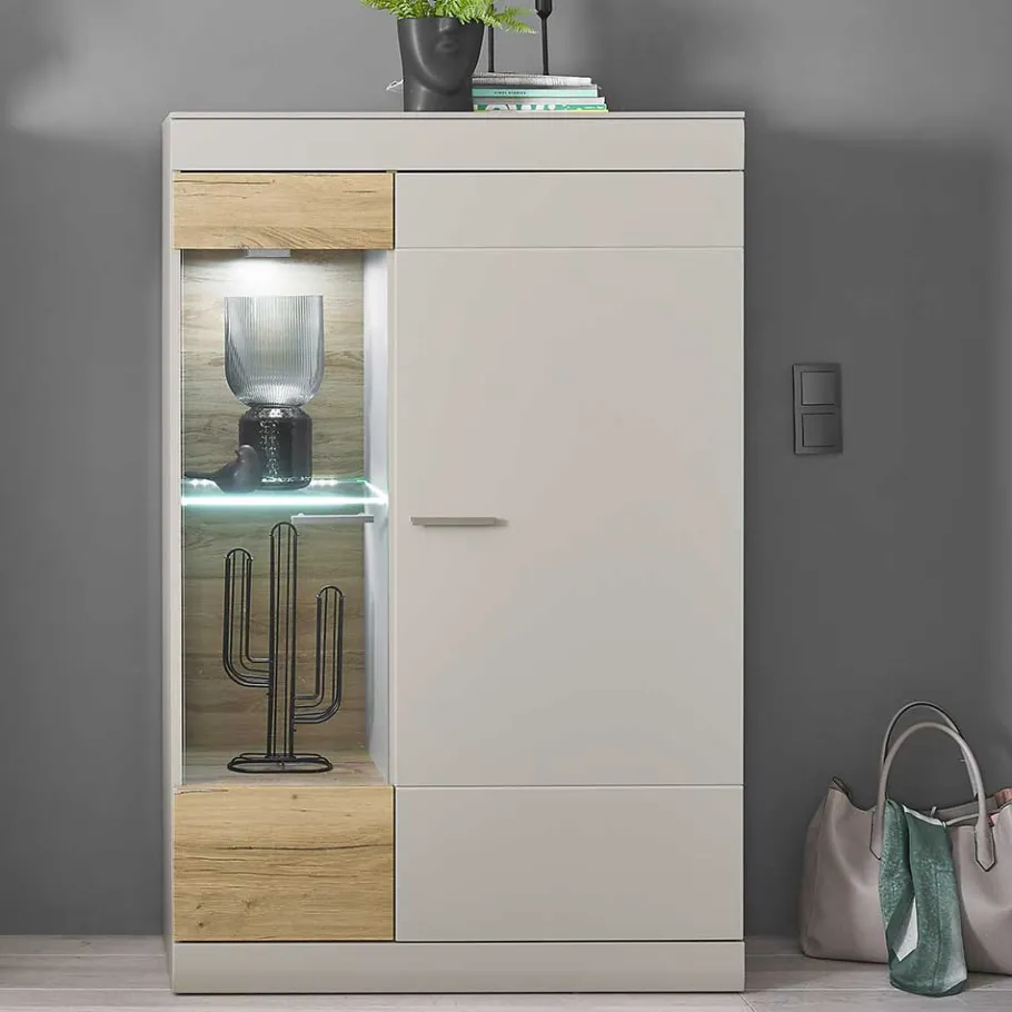 Online Wohnen Highboard in Hellgrau & Zinneiche NB - Lioscas