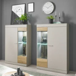 Online Wohnen Highboard in Hellgrau & Zinneiche NB - Lioscas