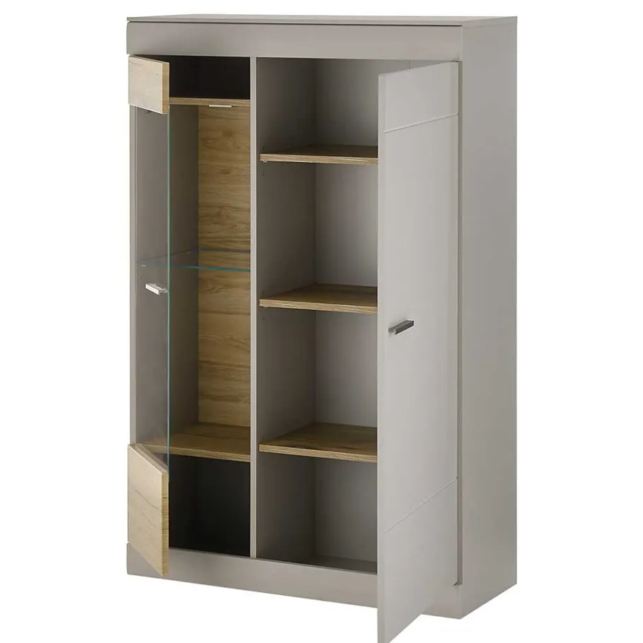 Online Wohnen Highboard in Hellgrau & Zinneiche NB - Lioscas