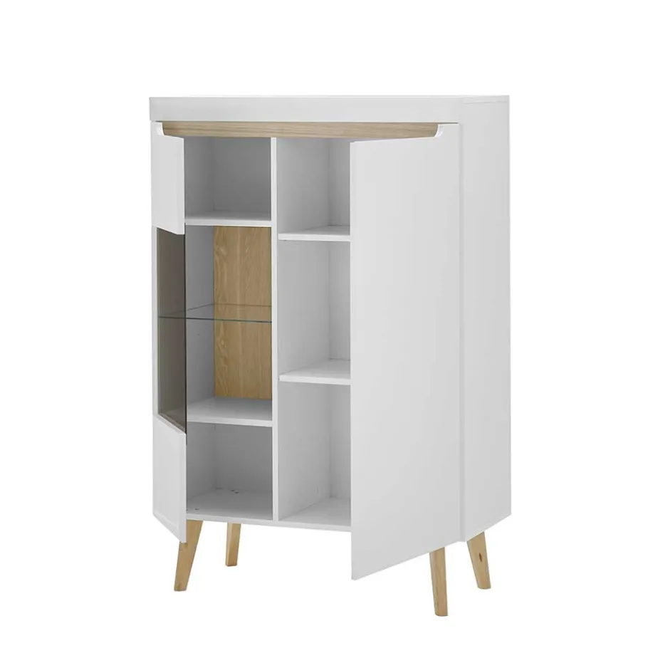 Online Wohnen Highboard mit Glas im Skandi Design - Ginko