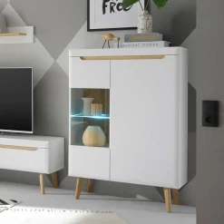 Online Wohnen Highboard mit Glas im Skandi Design - Ginko