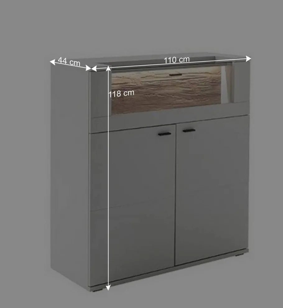 Hot Wohnen Highboard mit Glas Klappe & zwei Türen - Apulco
