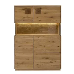 Sale Wohnen Highboard mit Glaseinsatz aus Wildeiche massiv - Millena