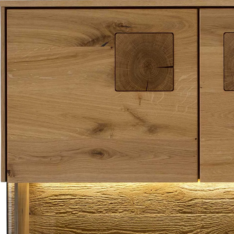 Sale Wohnen Highboard mit Glaseinsatz aus Wildeiche massiv - Millena