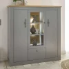 Online Wohnen Highboard mit Glaseinsatz mit Metallgriffen - Buleta