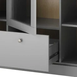 Online Wohnen Highboard mit Glaseinsatz mit Metallgriffen - Buleta