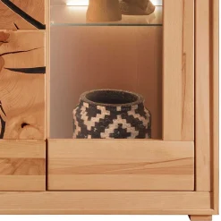 Sale Wohnen Highboard mit Glaseinsatz aus geölter Kernbuche - Sarosca