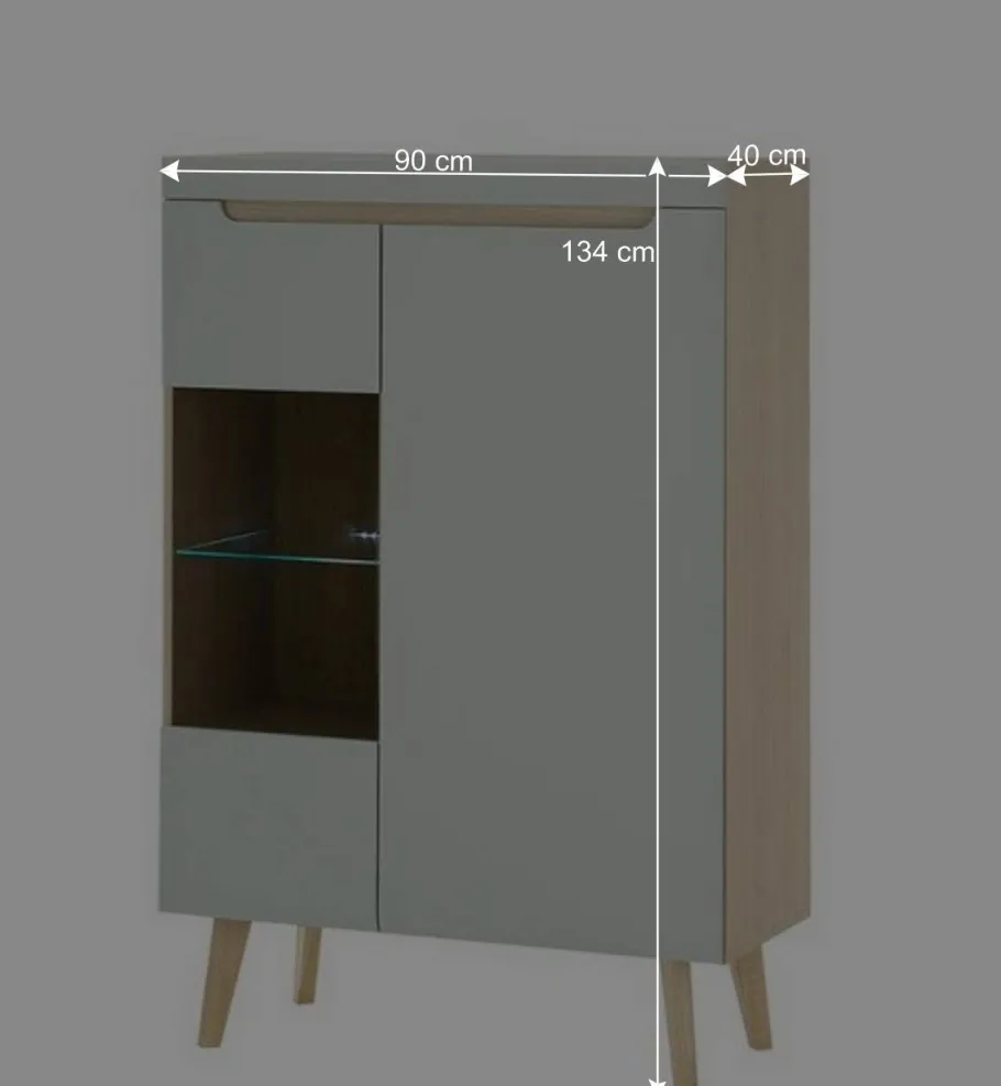 Clearance Wohnen Highboard mit Glaseinsatz - Armina