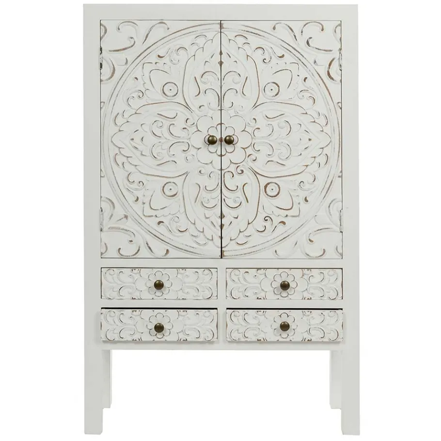 Outlet Wohnen Highboard mit Ornament Muster Front - Acacio