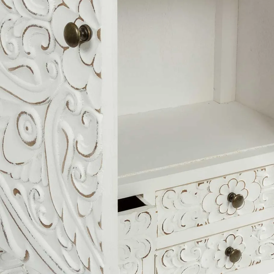 Outlet Wohnen Highboard mit Ornament Muster Front - Acacio