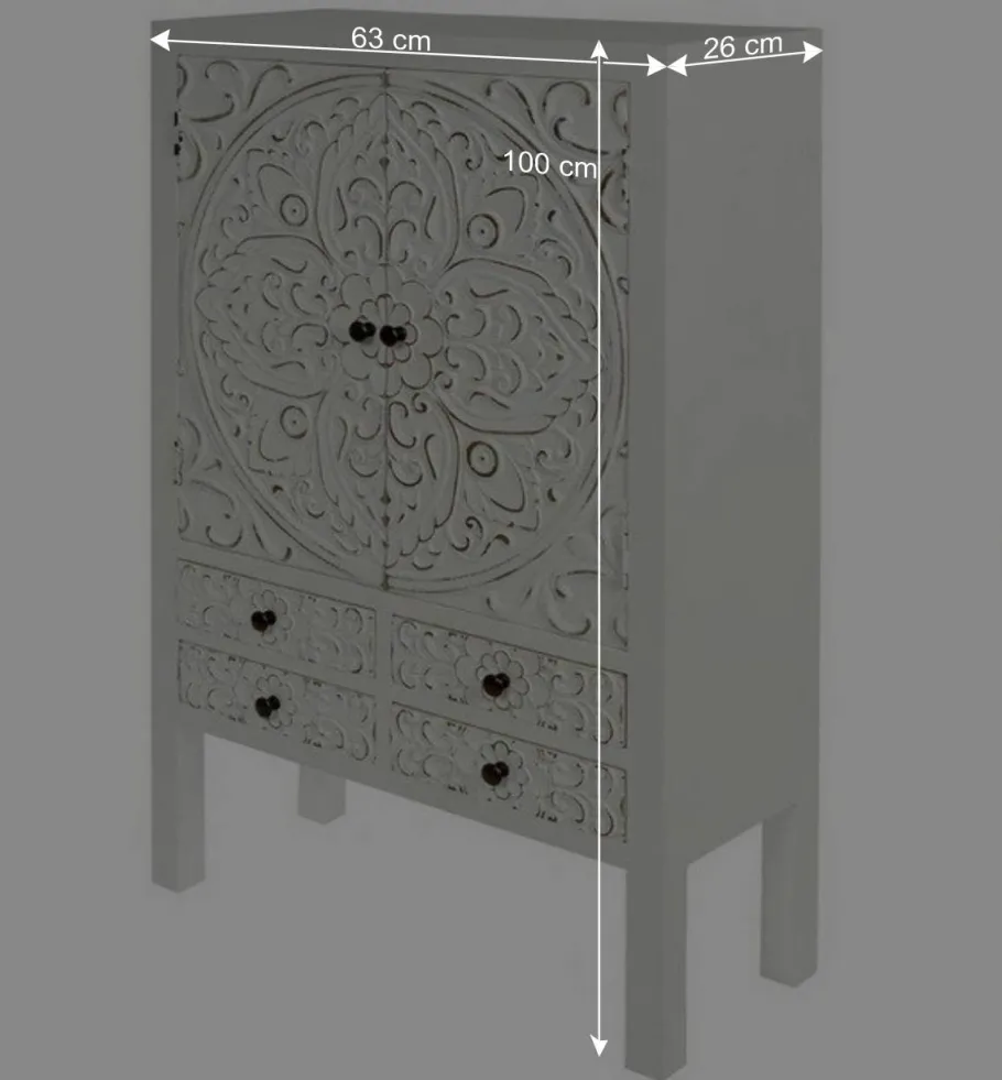 Outlet Wohnen Highboard mit Ornament Muster Front - Acacio