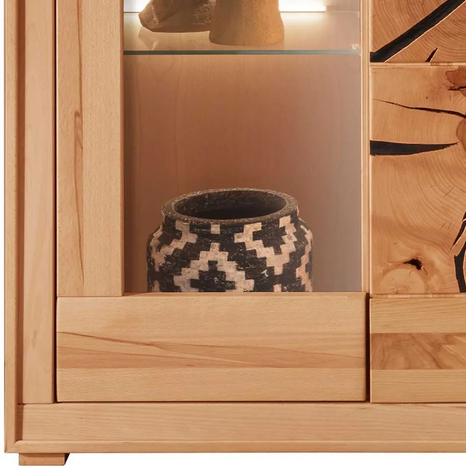 Best Wohnen Highboard Vitrine aus Kernbuche Massivholz - Sarosca