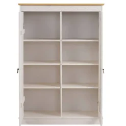 Sale Wohnen Highboard Vitrine in Weiß und Kiefer Honig - Zentra