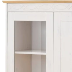 Sale Wohnen Highboard Vitrine in Weiß und Kiefer Honig - Zentra