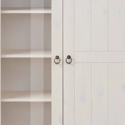 Sale Wohnen Highboard Vitrine in Weiß und Kiefer Honig - Zentra