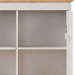 Sale Wohnen Highboard Vitrine in Weiß und Kiefer Honig - Zentra
