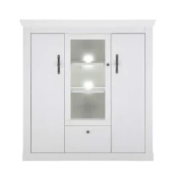 Sale Wohnen Highboard Vitrine in weißer Holzoptik Pinie - Liancos